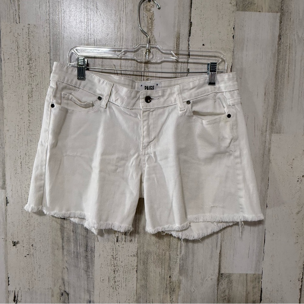 PAIGE White Denim Jean Shorts